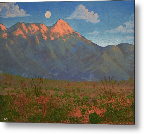 Arizona Metal Print featuring the painting Mount Wrightson Moon, Green Valley AZ by Chance Kafka