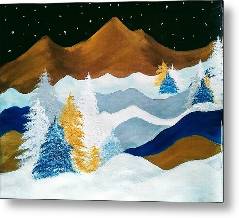 Mountain Metal Print featuring the painting Mountain Snow Scene by Lynne McQueen