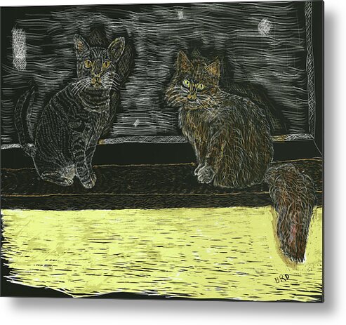 Cats Metal Print featuring the drawing My Cats by Branwen Drew