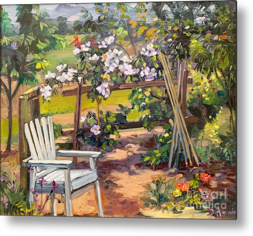 Beautiful Metal Print featuring the painting My Garden Corner by Dominique Amendola