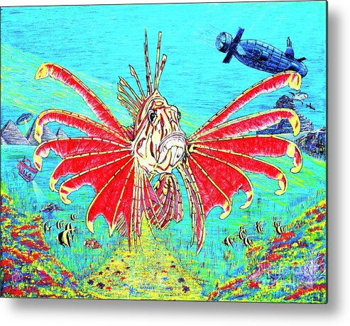 Fish Metal Print featuring the painting My World Or Get Lost by Viktor Lazarev