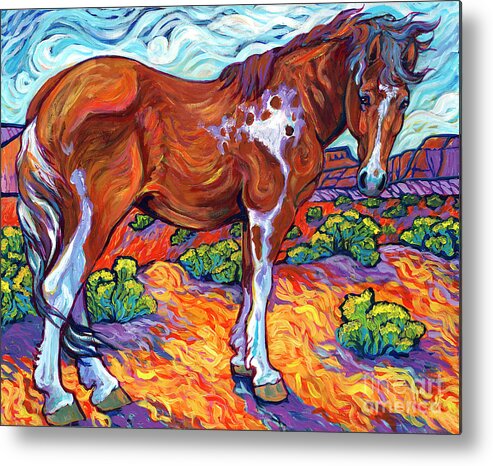Horse Metal Print featuring the painting New Mexico Pony by Jenn Cunningham