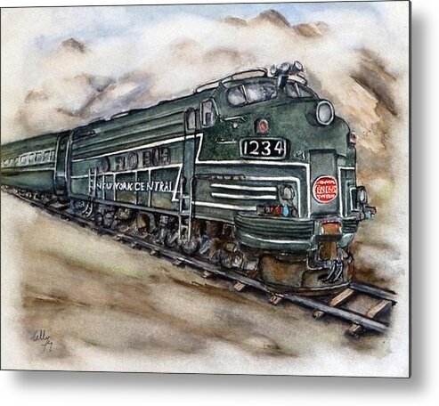 New York Central E-8aa Train Metal Print featuring the painting New York Central Train by Kelly Mills