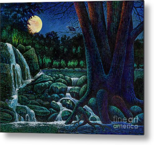 Waterfall Metal Print featuring the painting Night Sounds by Michael Frank