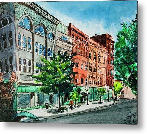 Bloomington Metal Print featuring the painting North Side of the Square by Eileen Backman