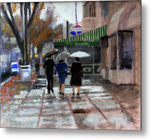 City Street Metal Print featuring the painting November Storm by David Zimmerman