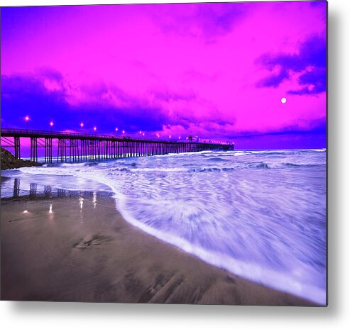 Ocean Metal Print featuring the photograph Oceanside Pier, Sunrise, California by Don Schimmel