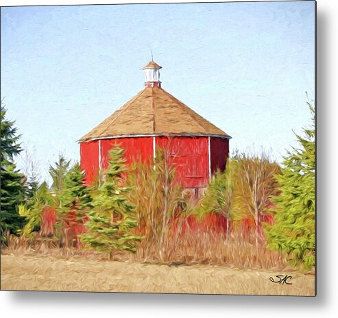 Grafton Metal Print featuring the digital art Octagonal Barn, Town of Grafton, WI by Stacey Carlson