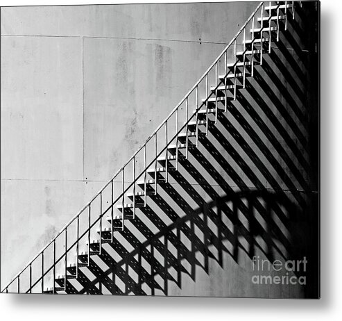 Shadow Metal Print featuring the photograph Oil Storage Tank Shadow Stairs by Pete Klinger