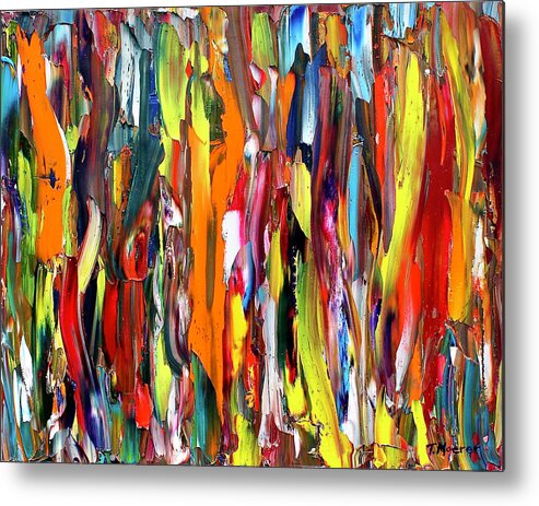 Abstract Metal Print featuring the painting Orange Delight by Teresa Moerer