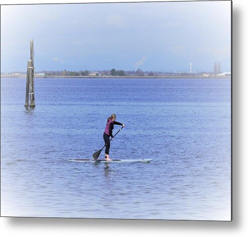 Paddle Boarding Metal Print featuring the photograph Paddle Boarding on the Pacific by James Cousineau