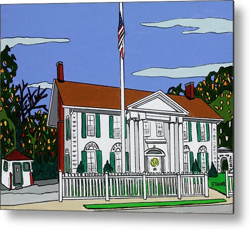 Valley Stream Historical Society Metal Print featuring the painting Pagan Fletcher House by Mike Stanko