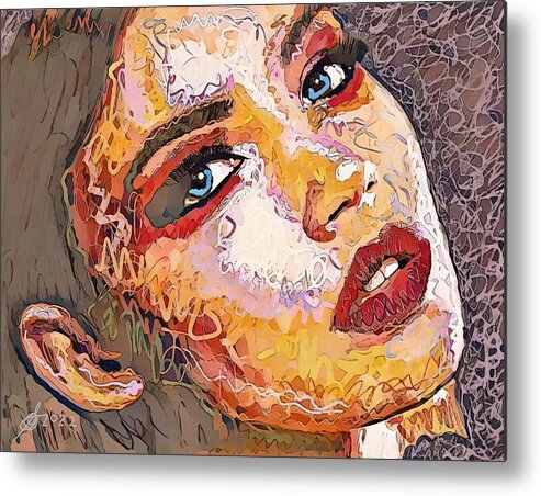 Woman Metal Print featuring the digital art Painted Face by Sol Luckman