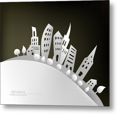 Scenics Metal Print featuring the drawing Paper background, City street by IR_Stone