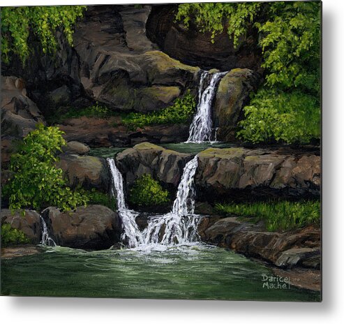 Water Metal Print featuring the painting Paradise Falls by Darice Machel McGuire
