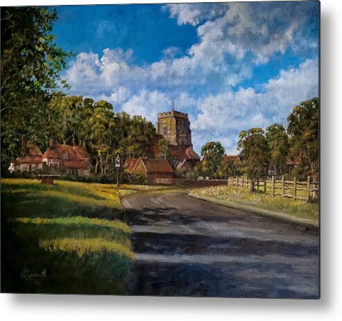  Metal Print featuring the painting Pevensey, England by Raouf Oderuth