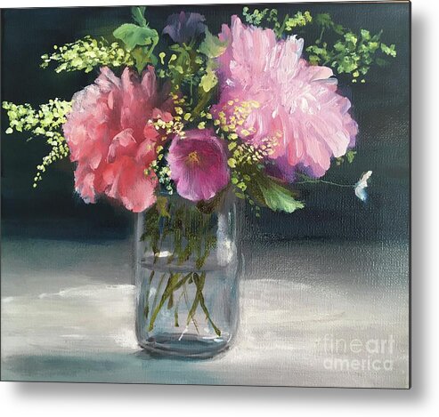 Flowers Metal Print featuring the painting Flowers in a JamJar II by Lizzy Forrester