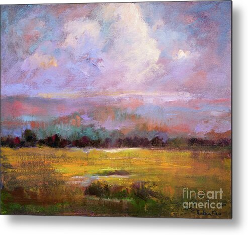 Clouds Metal Print featuring the painting Pink Sky by Radha Rao