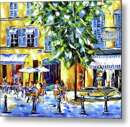 Place Of The Three Elms Metal Print featuring the painting Place des Trois Ormeaux by Mirek Kuzniar