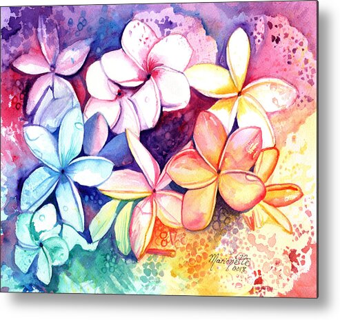 Plumeria Metal Print featuring the painting Plumeria Fun by Marionette Taboniar