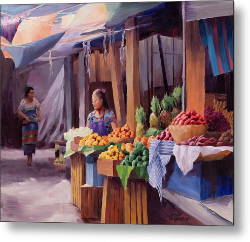 Market Metal Print featuring the painting Preparing for the Market by Jordan Henderson