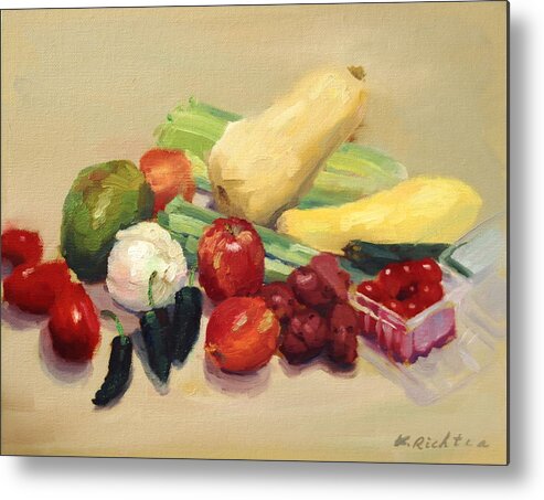 Food Metal Print featuring the painting Produce Box - September 6th by Keiko Richter