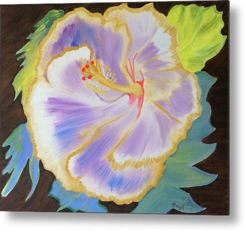 Hibiscus Metal Print featuring the painting Purple Cotton Breeze by Meryl Goudey