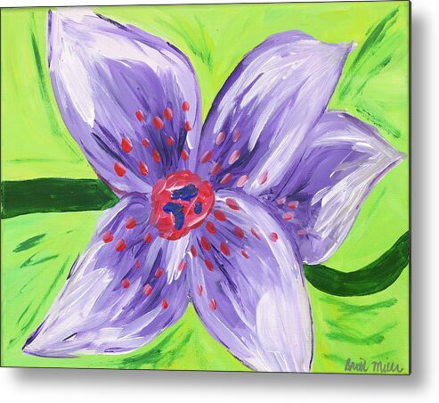 Purple Metal Print featuring the painting Purple Flower by Britt Miller