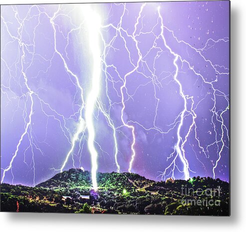 Purple Rain Lightning Metal Print featuring the photograph Purple Rain Lightning by Michael Tidwell