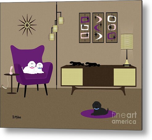  Metal Print featuring the digital art Purple Room with Low Console by Donna Mibus