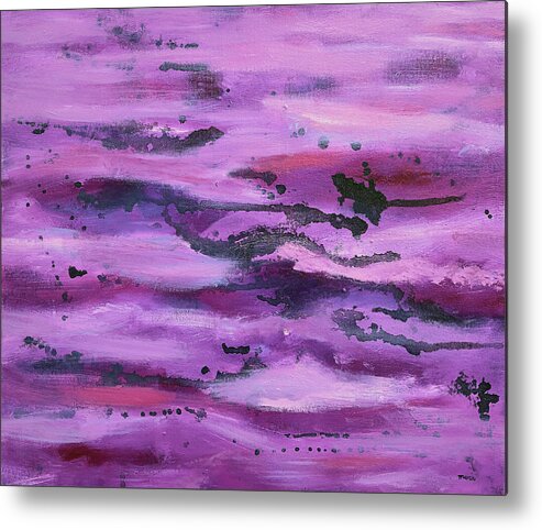 Abstract Metal Print featuring the painting Purple Sea by Maria Meester