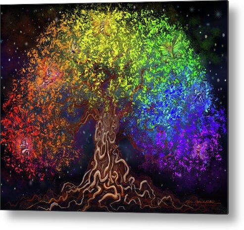 Rainbow Metal Print featuring the digital art Rainbow Tree of Life by Kevin Middleton