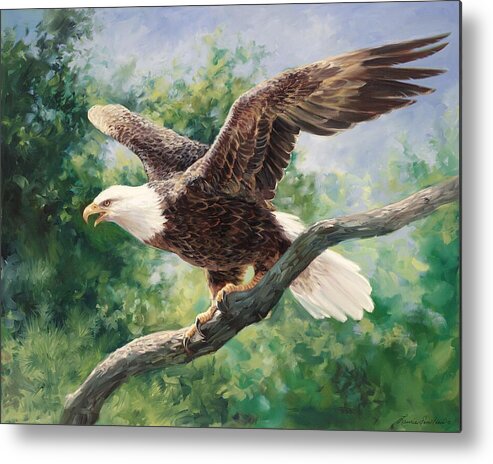 Bird Metal Print featuring the painting Ready For Flight by Laurie Snow Hein