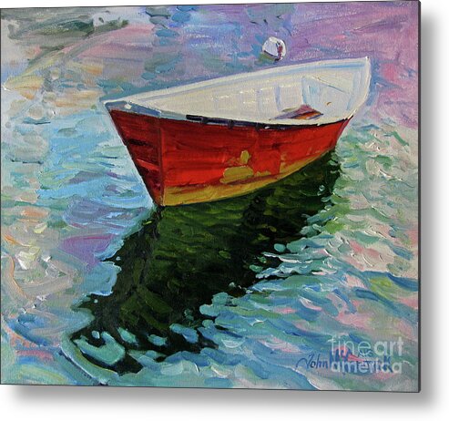 Boat Metal Print featuring the painting Red Dory, Gloucester by John McCormick
