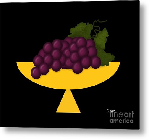  Metal Print featuring the digital art Red Grapes in a Bowl by Donna Mibus