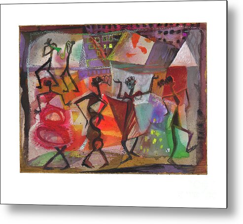 Rhythms Metal Print featuring the mixed media Red Rhythms by Cherie Salerno