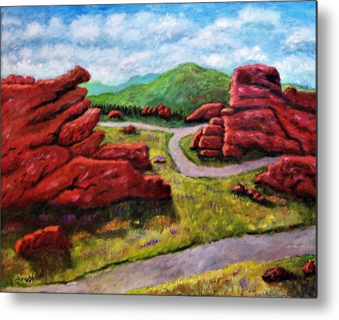 Landscape Metal Print featuring the painting Red Rocks by Gregory Dorosh