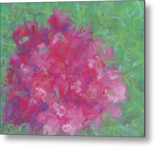 Roses Metal Print featuring the pastel Red Roses at the Pond 2 by Anne Katzeff
