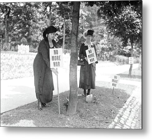 Roadside Picketers With Signs No More War Metal Print featuring the photograph Roadside Picketers with Signs No More War, USA, circa 1922 by Harris and Ewing