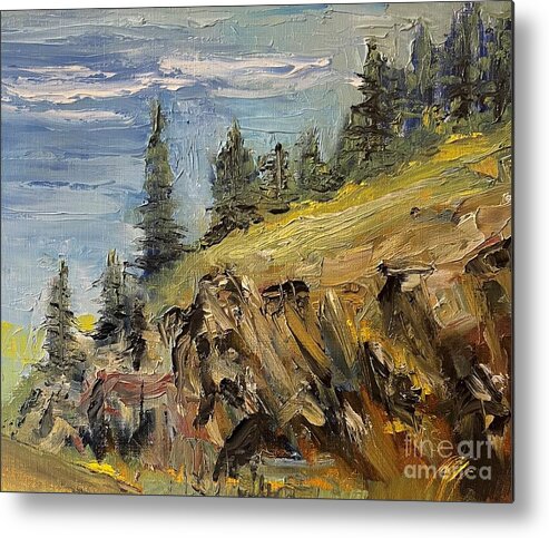 Landscape Metal Print featuring the painting Rock Cut Hwy 11 by Monika Shepherdson