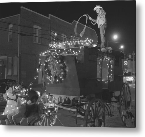 Christmas Metal Print featuring the photograph Ropin' the Season BW by Lee Darnell