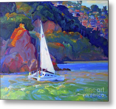 Sail Boat Metal Print featuring the painting Rounding Fort Baker by John McCormick