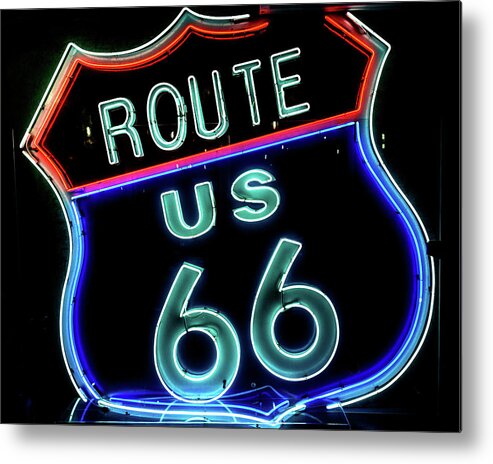 Route 66 Metal Print featuring the photograph Route 66 neon sign by Carol Highsmith