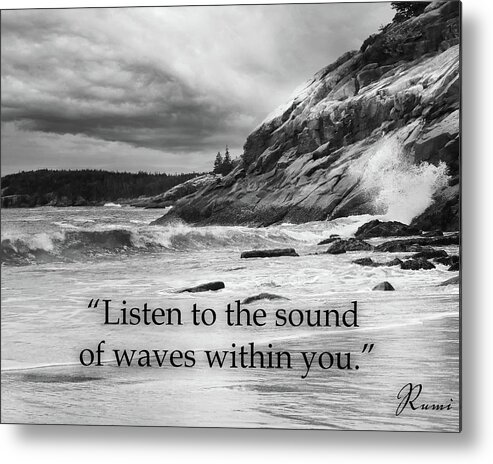 Rumi Wave Quote Metal Print featuring the mixed media Rumi Waves Quote by Dan Sproul