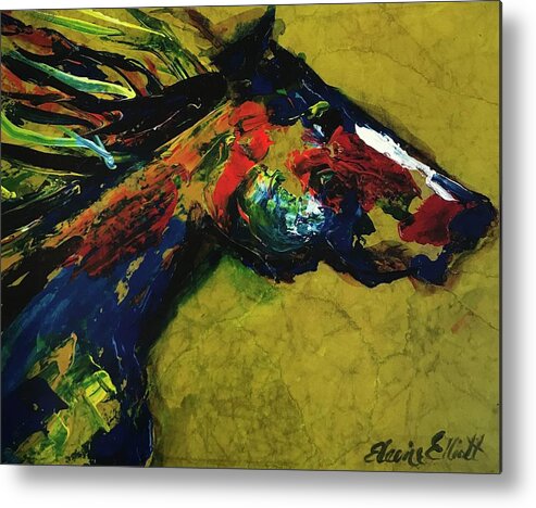 Horses Metal Print featuring the painting Running Horse by Elaine Elliott