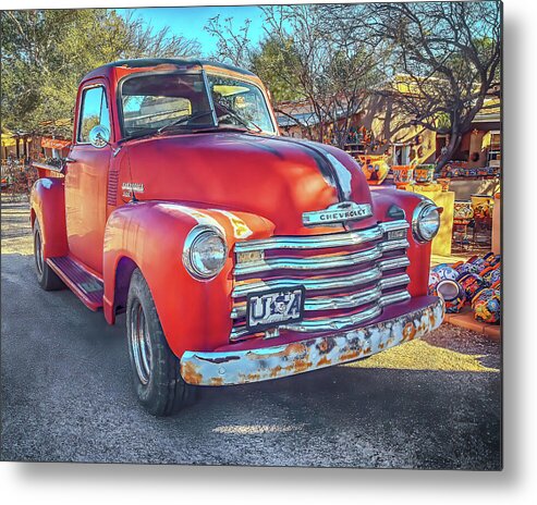 Chevy Metal Print featuring the photograph Rustic Red Chevy 3100 by Don Schimmel