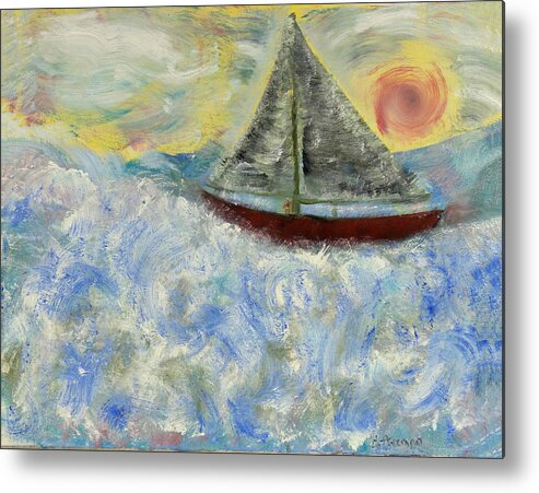 Fishing Metal Print featuring the painting Old man and the Sea by David McCready