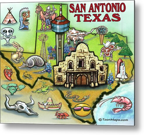 San Antonio Metal Print featuring the digital art San Antonio Texas by Kevin Middleton