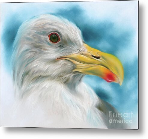 Bird Metal Print featuring the painting Seagull with Red Spotted Beak by MM Anderson