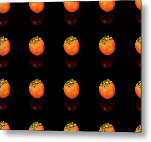 Seamless Metal Print featuring the photograph Seamless persimmon fruit pattern by Fabiano Di Paolo